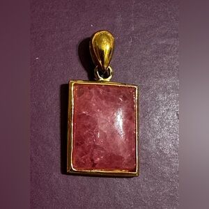 Badavici HK Gold Vermeil over 925‎ Silver Pink Rhodochrosite Pendant